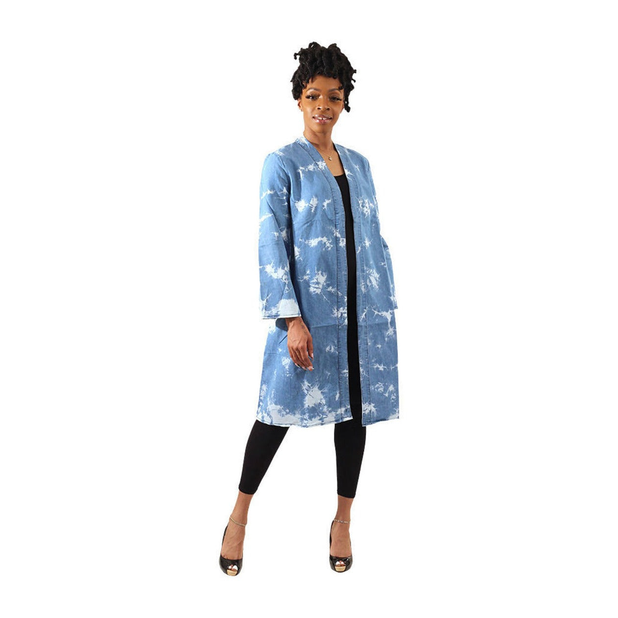 Denim Tie Dye Open Kaftan