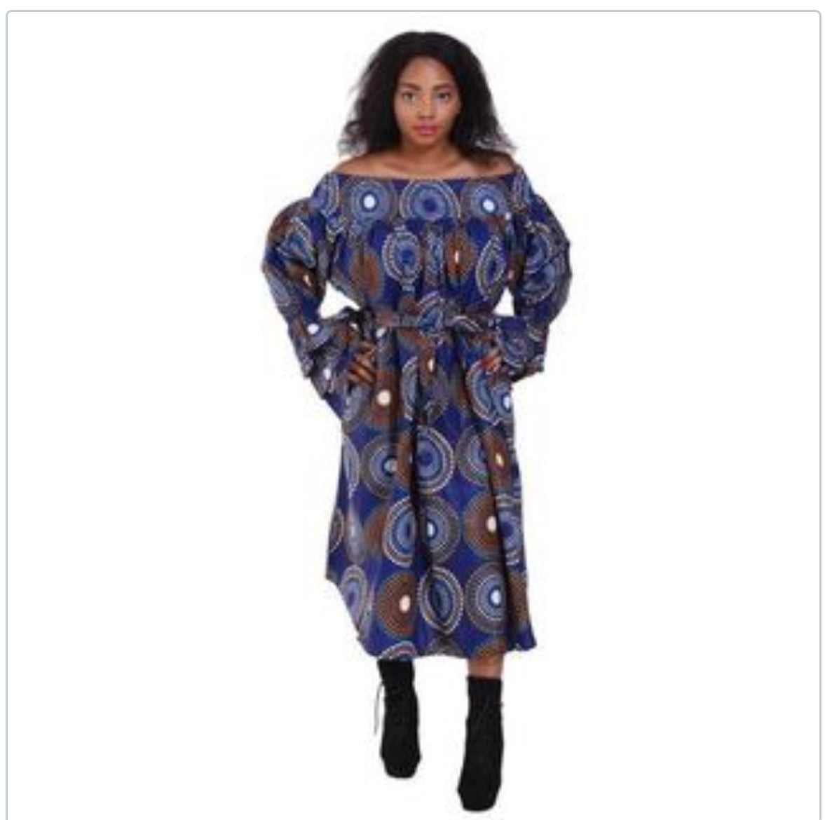 Off Shoulder Ruffle Sleeve African Dress