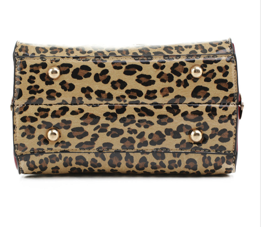 Leopard Patent Clutch Bag