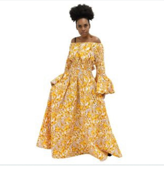 Rasta Off-Shoulder Ankara Cocktail Dress