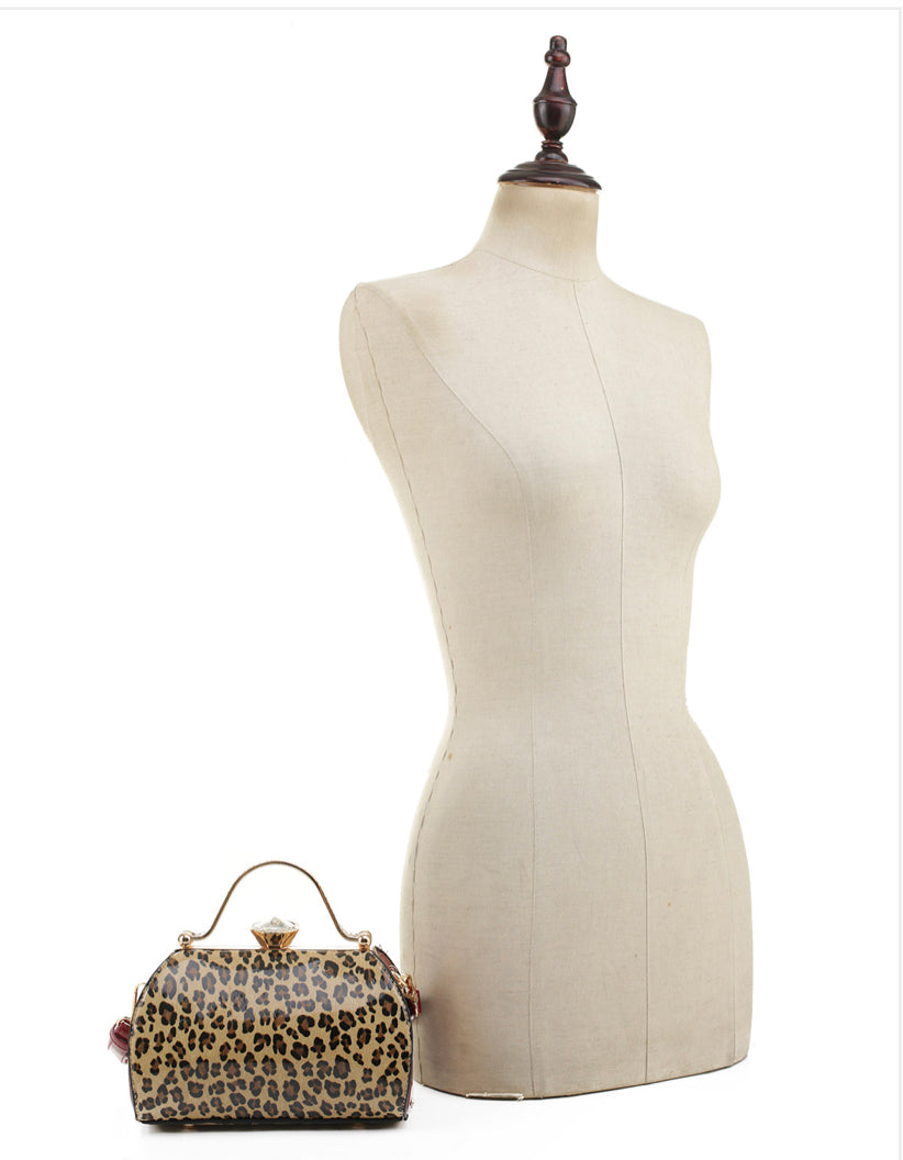 Leopard Patent Clutch Bag