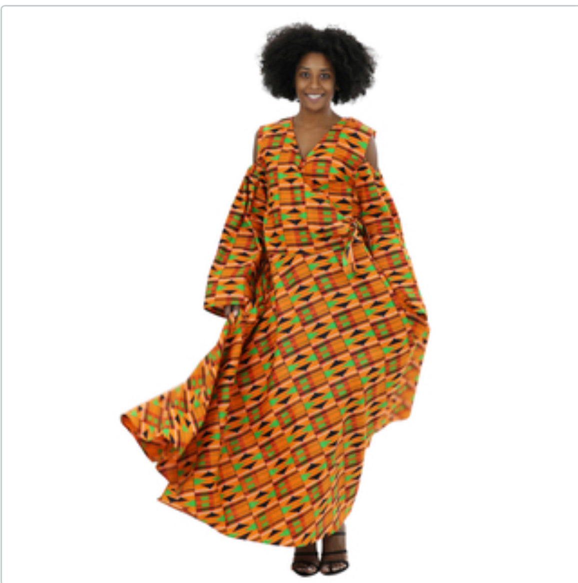 Bell Sleeve African Wrap Dress