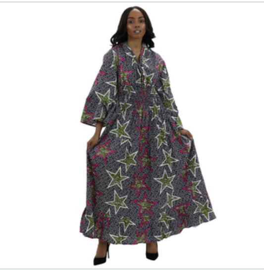 Bell Sleeves African Maxi Dress