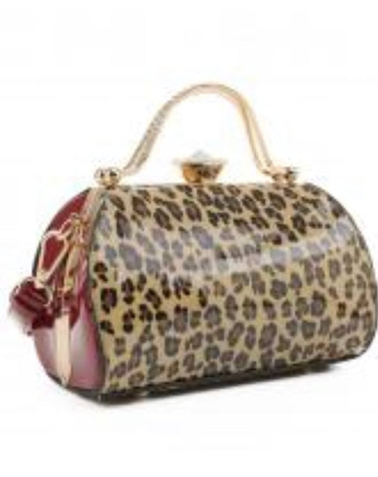 Leopard Patent Clutch Bag