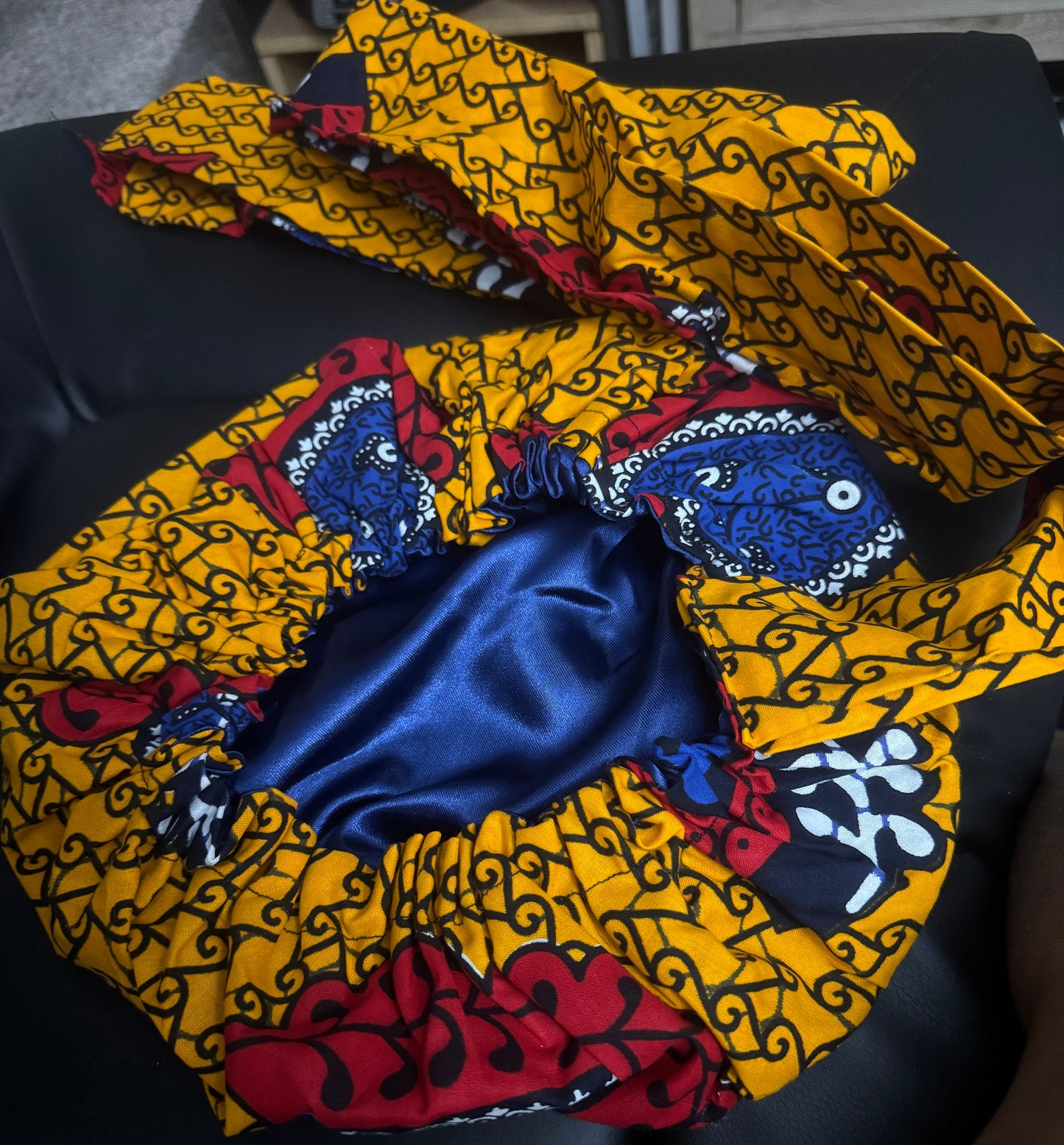 African Print Tie Bonnets