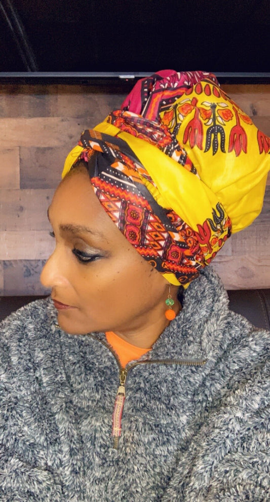 African Print Tie Bonnets