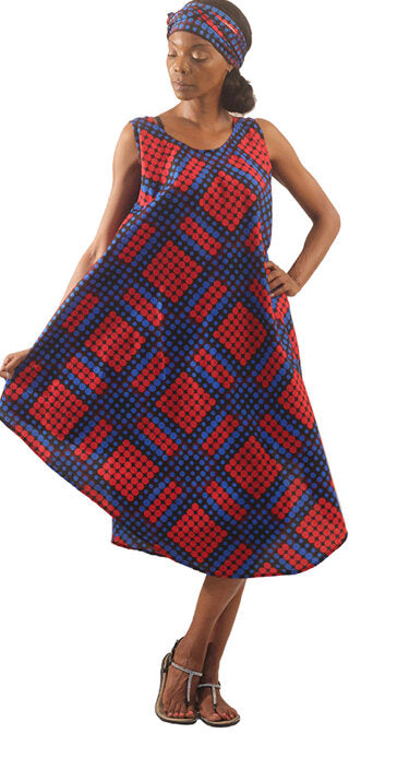 Dot Pattern Umbrella Dress: Blue/Red