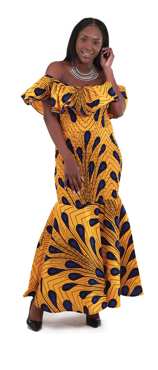 African-Made Peacock Elastic Dress