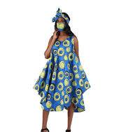 African Umbrella Dress/Mask Set